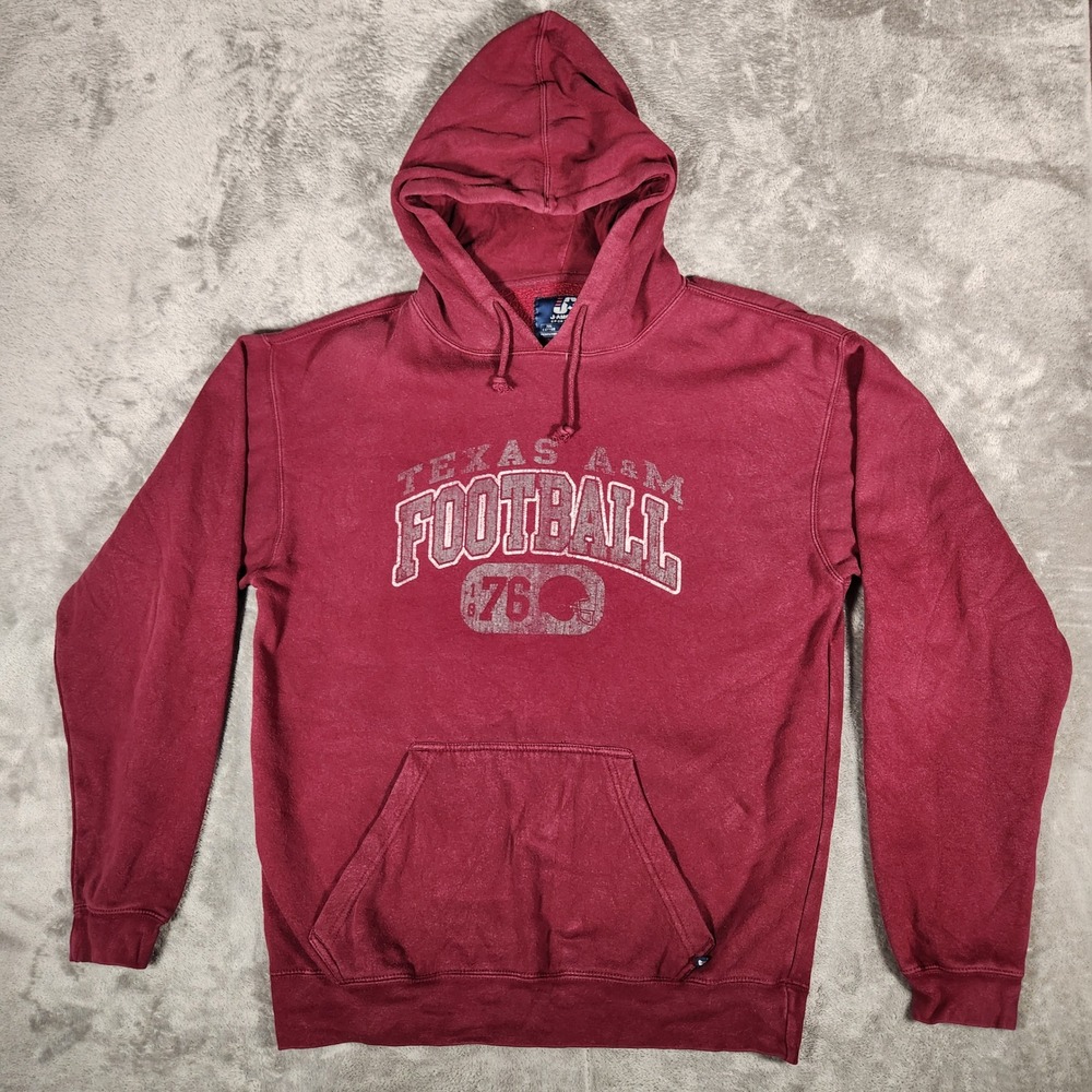 J. America Texas A&M Football Hoodie Men Large Maroon Good Distressed Graphic